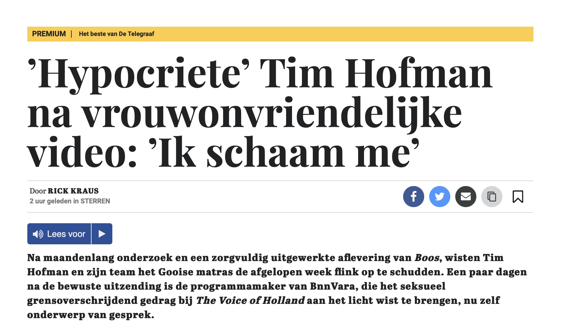 GeenStijl LET OP Tim Hofman *niet* in opspraak afbeelding foto